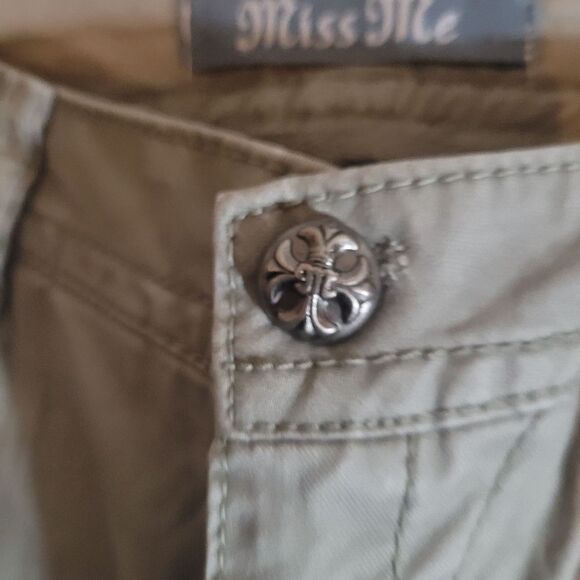CmY2K Miss Me CP1246C Cargo Khaki Olive Green Pants Sz27 Nwt Beaded Rhinistone - Picture 3 of 10